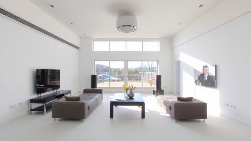 centered ceiling mounting ensures full coverage