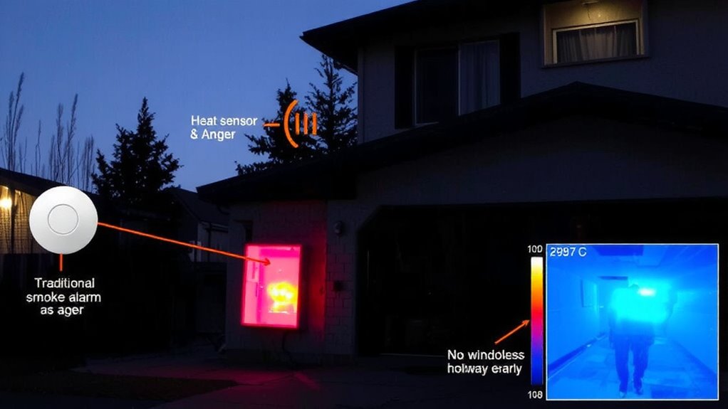 heat sensors and smoke alarms