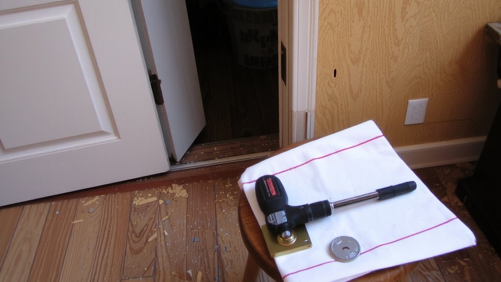 remove old deadbolt prep door